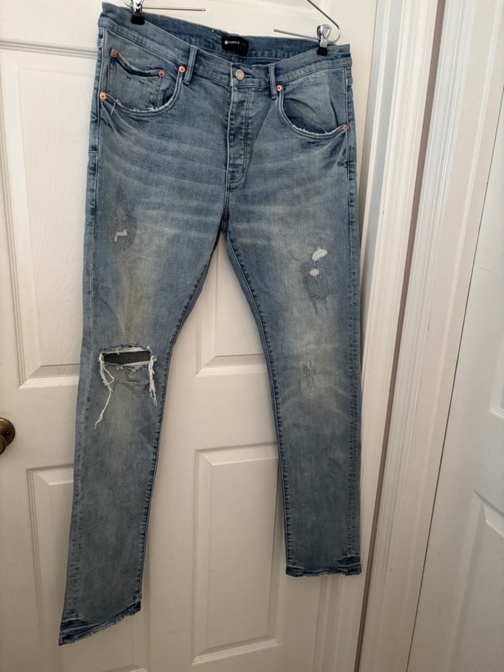 Men's Skinny Light Blue Distressed Jeans